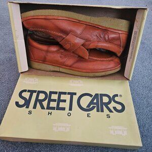 1970s 80s Vintage Leather Deadstock Street Car Rust Dolphin Slip On Size 11WW